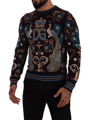 Dolce & Gabbana Heren Bordeaux Kasjmier DG Kroon Geborduurde Trui
