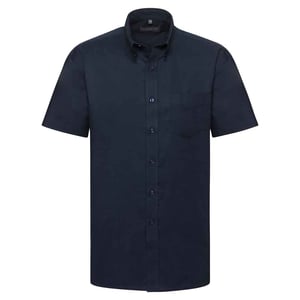 Russell Collection Heren Klassiek Oxford Overhemd met Korte Mouwen (Heldere marine)