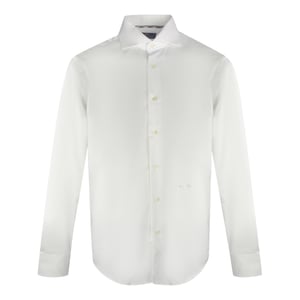 Aquascutum Embroidered Brand Logo Long Sleeve White Shirt