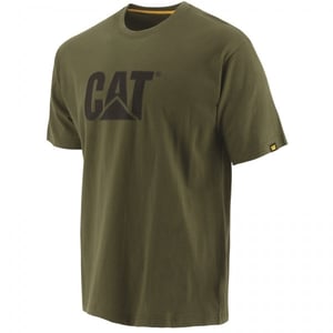 CAT MERK LOGO Heren Katoenen T-Shirt Donkergroen