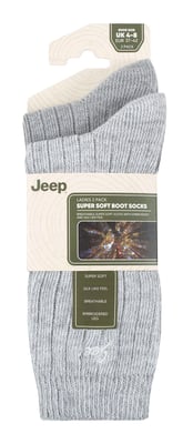 Womens Walking Boot Socks | Jeep | 2 Pack High Performance Polyester Running Socks - Slate / White