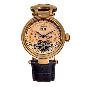 Heritor Automatic Ganzi semi-skelet lederen band horloge