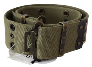Ermanno Scervino Women's Green 100% Cotton Rustic Bronze Buckle Belt