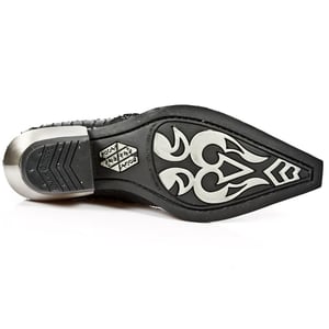 New Rock reliëf Python zwart lederen gesp schoenen-7934-S2