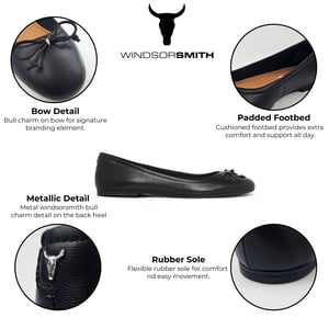 Windsor Smith Black Leather Bellarina Mocassin Flat Shoes - Babydoll