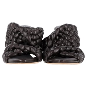 Bottega Veneta Intrecciato Slide Sandals in Brown Leather