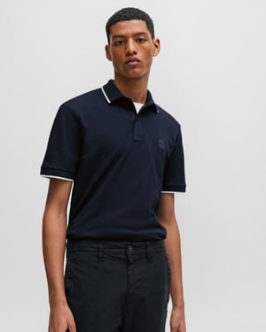 BOSS Orange Passertip Mens Short Sleeve Polo Shirt With Tipped Collar