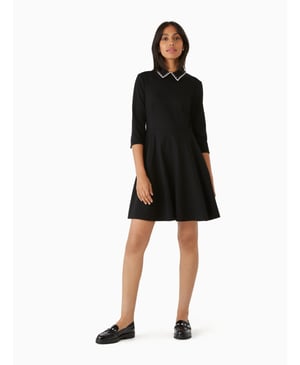Embellished Collar Ponte Dress