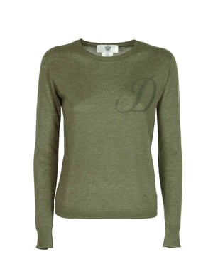 Crown Of Edinburgh Cashmere Long Sleeve Art 004 Green Letter D