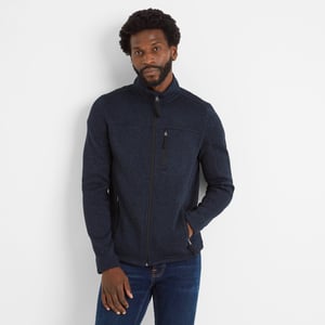 Cresswell Mens Knitlook Fleece Jacket Dark Indigo Marl