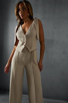 Tailored Tie Shoulder Waistcoat Jumpsuit