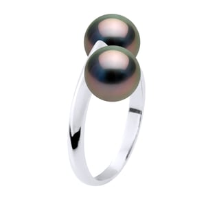 Ring Jij & Ik - 2 Echte Gecultiveerde Tahiti Parel Rond 8-9 mm