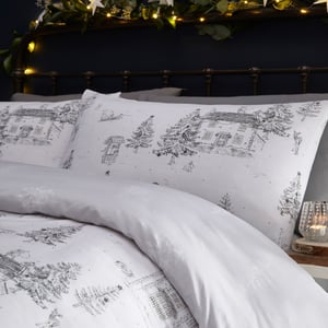Delicate Snowy Forest Midwinter Toile Duvet Cover Set