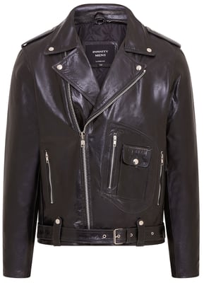 Herr Cow-Hide Svart Biker Brando Jacka - Pargas