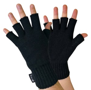 THMO - Svarta 3M Thinsulate-isoleringsfodrade fingerlösa handskar för herrar