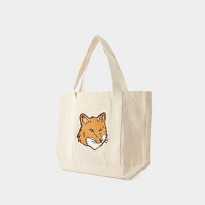 Toteväska med rävhuvud - Maison Kitsune - Bomull - Beige