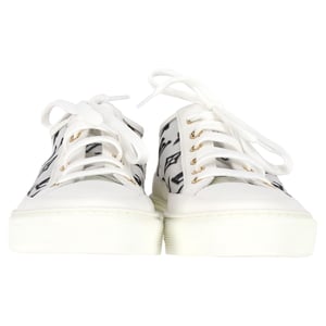 Louis Vuitton Monogram Mesh Accent Low-Top Sneakers in White Leather