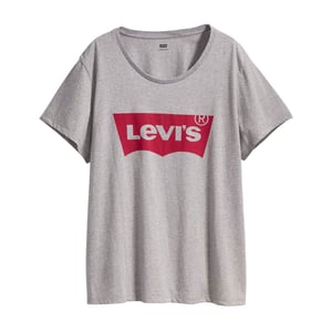 Levi's Plus Perfect Housemark Logo T-shirt voor dames, grijs gemêleerd