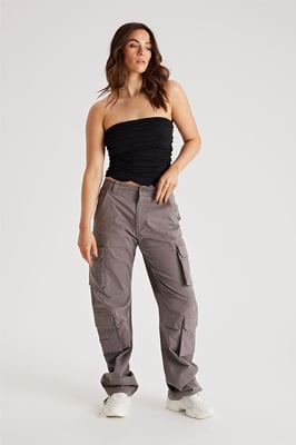 Black Ruched Bandeau Top