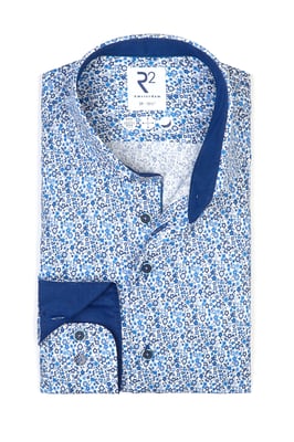 R2 Cut Away Collar Lon Gsleeved Shirt Blue Floral