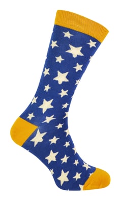 Mr Heron - Mens Bamboo Socks | Novelty Funky Socks | Patterned Argyle Striped Socks | Breathable Soft | Gifts for Him - Stars (Navy)