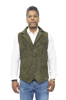 Heren klassiek glad geit suède leren vest-Exeter