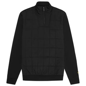 Lyle & Scott hybride gewatteerd zwart sweatshirt met halve rits