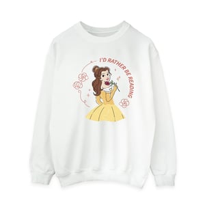 Disney Womens/Ladies Beauty And The Beast I´d Rather Be Reading Sweatshirt (White)