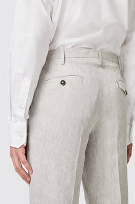Claremont Slim Fit Stone Linen Trousers