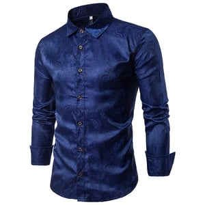 Slim Fit-skjorta med broderad paisley i marinblå färg