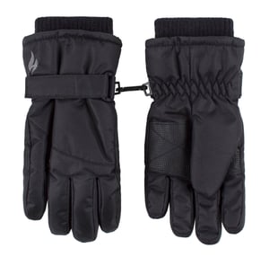 Heat Holders - Outdoor Ski Gloves for Kids | Winter Warm Waterproof / Windproof Thermal Fleece Gloves for Snow - Black
