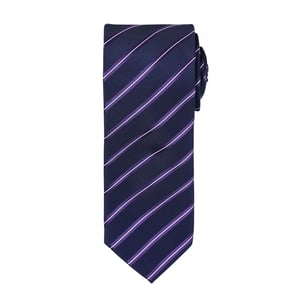 Premier Heren Sport Stripe Pattern Formele Work Tie (Marine / Paars)
