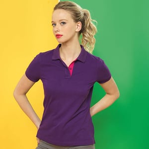 Asquith & Fox Womens/Ladies Short Sleeve Contrast Polo Shirt (Purple/ Pink)