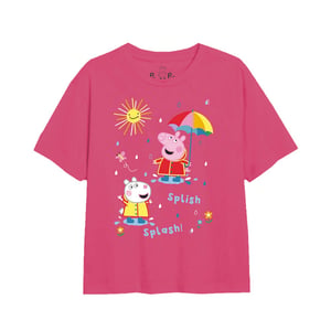 Peppa Pig Meisjes T-shirt regenachtige dag (Fuchsia)