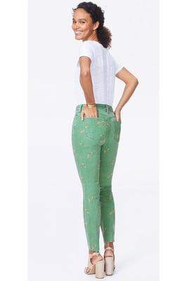 Ami Skinny Jeans Groen Twill | Native Floral Vanilla