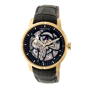 Heritor Automatische Ryder Skeleton Lederen Band Horloge