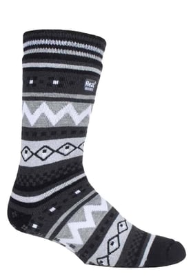 Mens Nordic Patterned Non Slip Thermal Slipper Socks with Grippers