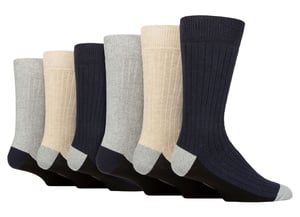 6 Pack Mens Boot Socks | Wildfeet | Cotton Socks for Walking, Hiking & Running - Multi