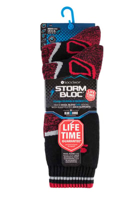 Storm Bloc - 2 Pairs Mens Heavy Duty Winter Warm Padded Thermal Wool Blend Socks for Hiking