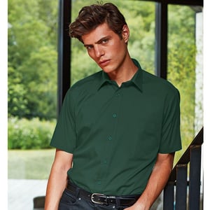 Premier Heren Korte Mouw Formele Poplin Gewoon Werk Shirt (Fles)