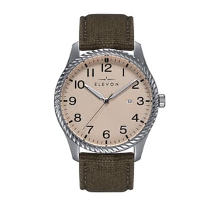 Elevon Crosswind-horloge met leren band en canvasbekleding met datum