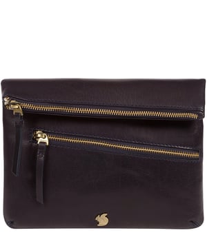 'Flare' Navy Leather Clutch Bag