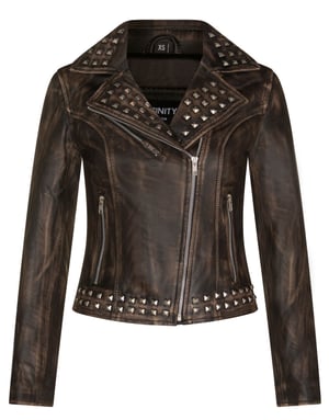 Gothic leren bikerjack voor dames met studs-Bilbao