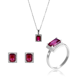 Orphelia 'Enora' Dames 925 Sterling Zilver Set: Hanger + Oorbellen + Ring - Zilver SET-7425/RU
