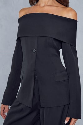Tailored Bardot Fitted Blazer Top