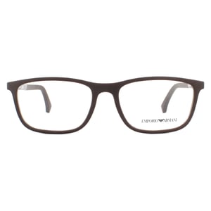 Emporio Armani Rectangular Rubber Brown Mens Glasses Frames