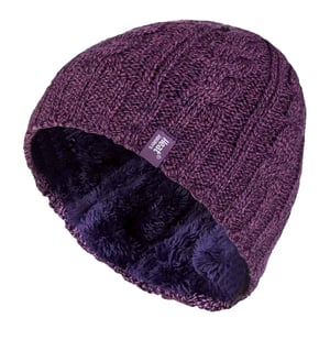 Women's Thermal Fleece Lined Cable Knit Winter Hat