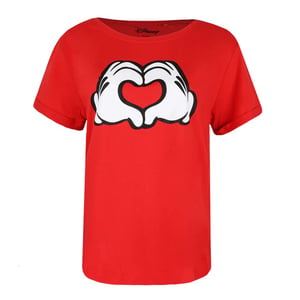 Disney Dames/dames Love Hands Mickey Mouse T-shirt (Rood)