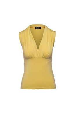 Geel mouwloze faux overslagtop