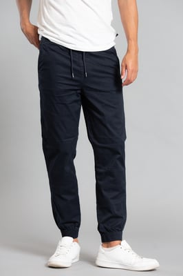 Navy Cotton Cuffed Trouser